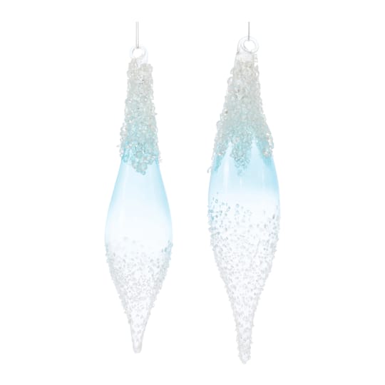 12ct. 9&#x22; Beaded Glass Drop Ornaments